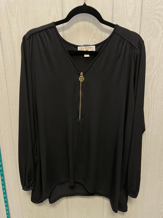 Top 3/4 Sleeve By Michael By Michael Kors In Black, Size: 1x