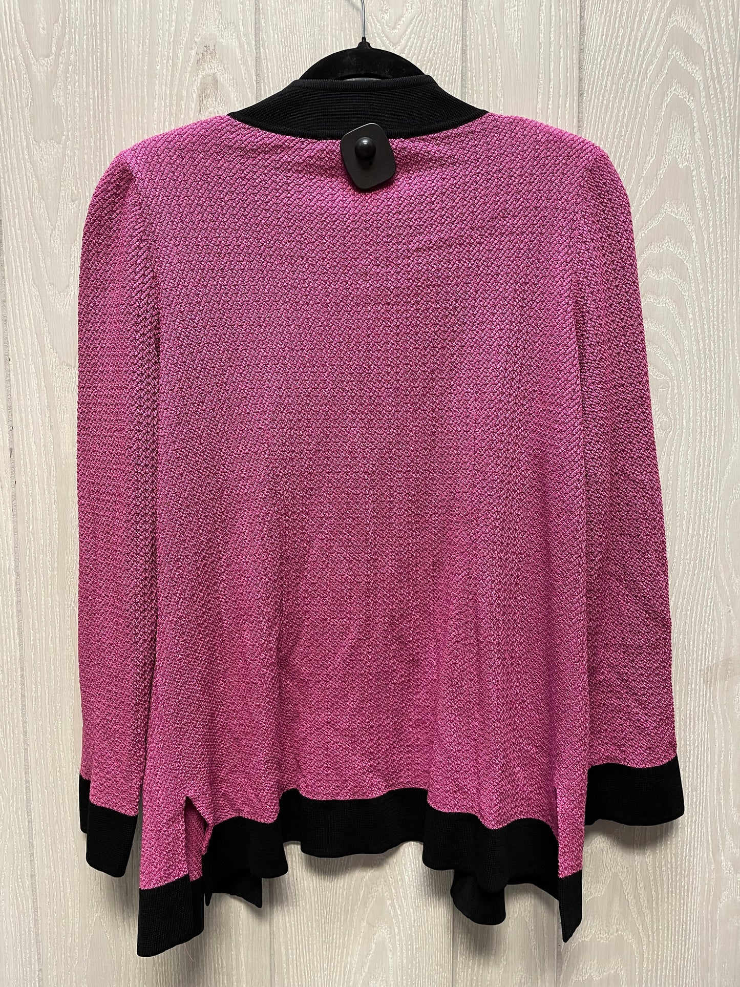 Sweater Cardigan By Misook In Black & Pink, Size: S