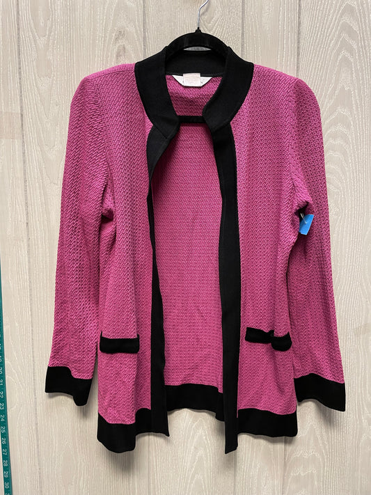 Sweater Cardigan By Misook In Black & Pink, Size: S