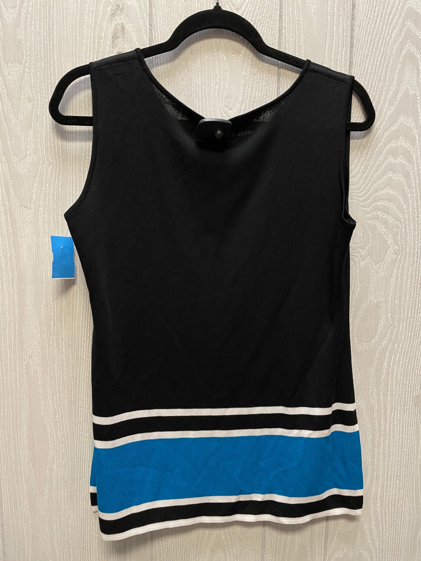 Sweater Short Sleeve By Misook In Black & Blue, Size: M