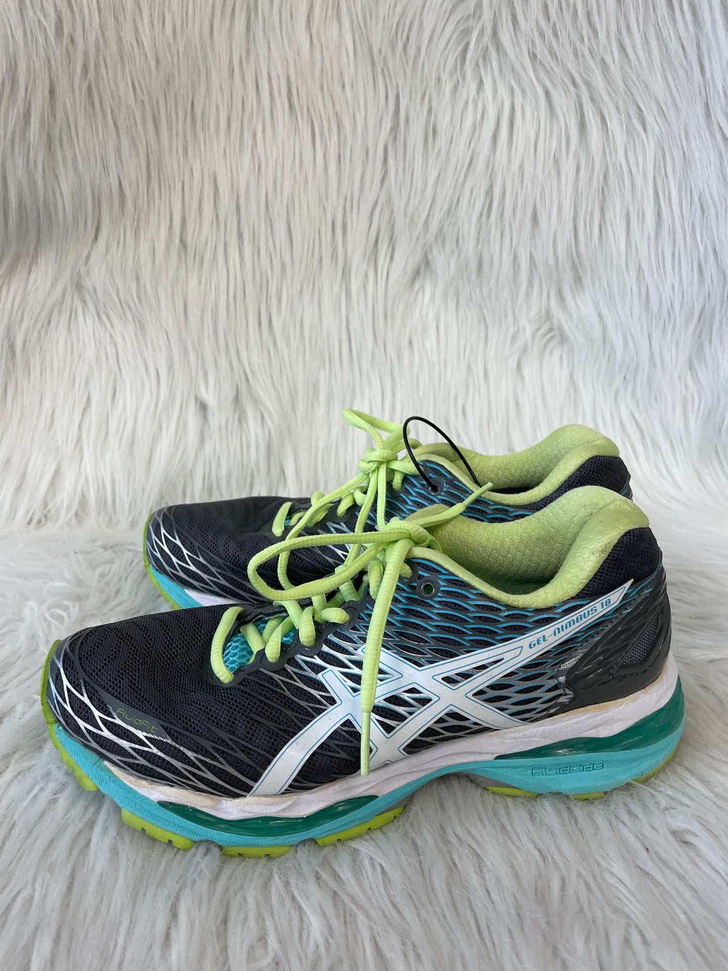 Shoes Athletic By Asics In Green & Grey, Size: 6.5