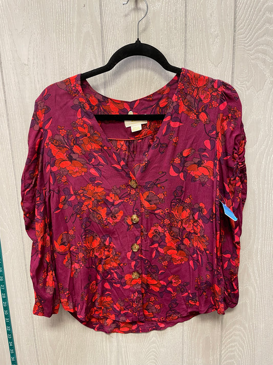 Blouse Long Sleeve By Maeve In Purple & Red, Size: M