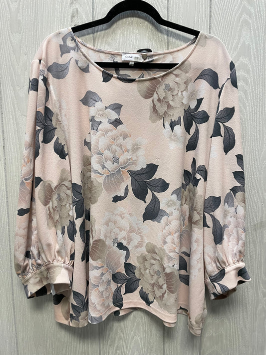 Blouse 3/4 Sleeve By Calvin Klein In Floral Print, Size: 2x