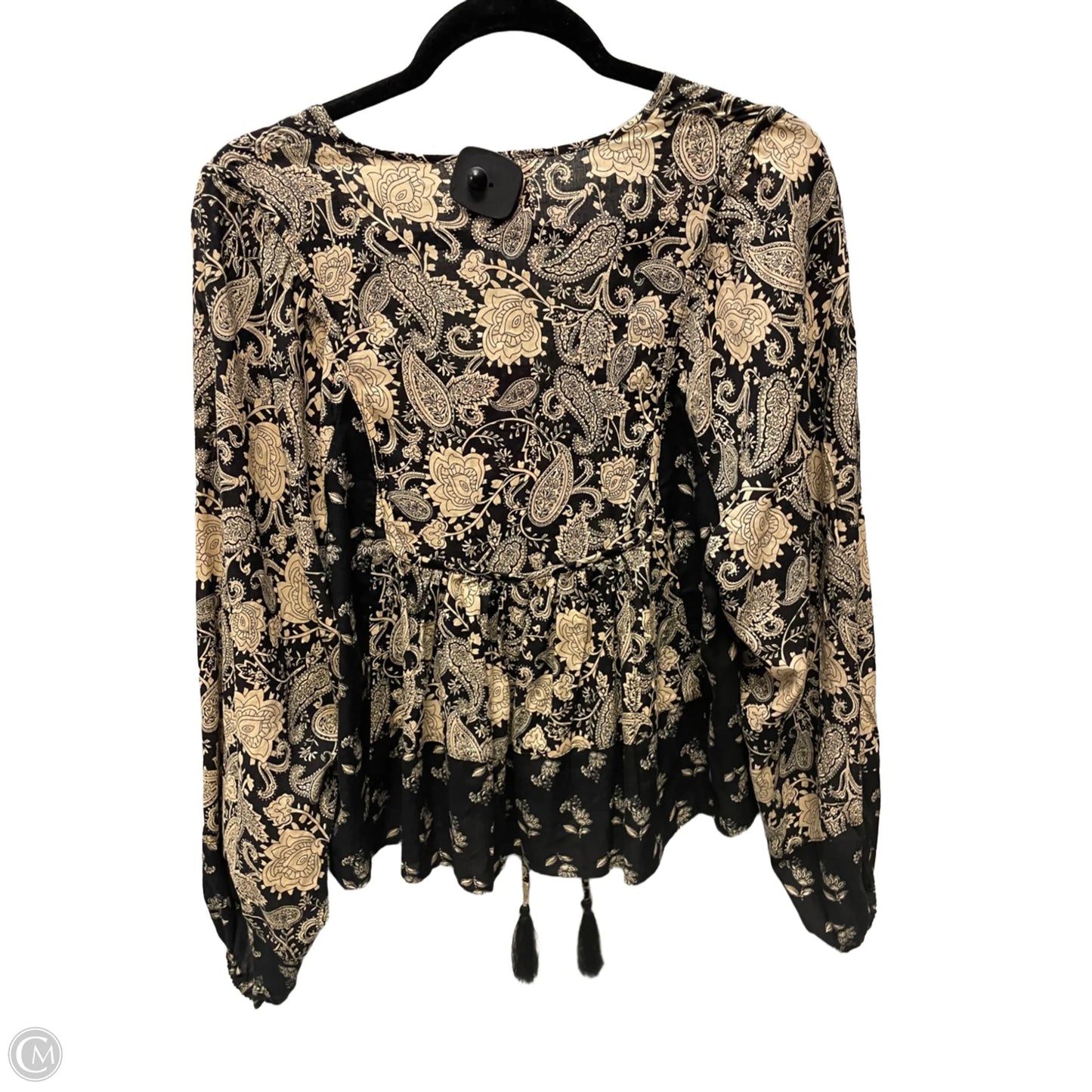 Blouse Long Sleeve By Muse In Black & Brown, Size: M