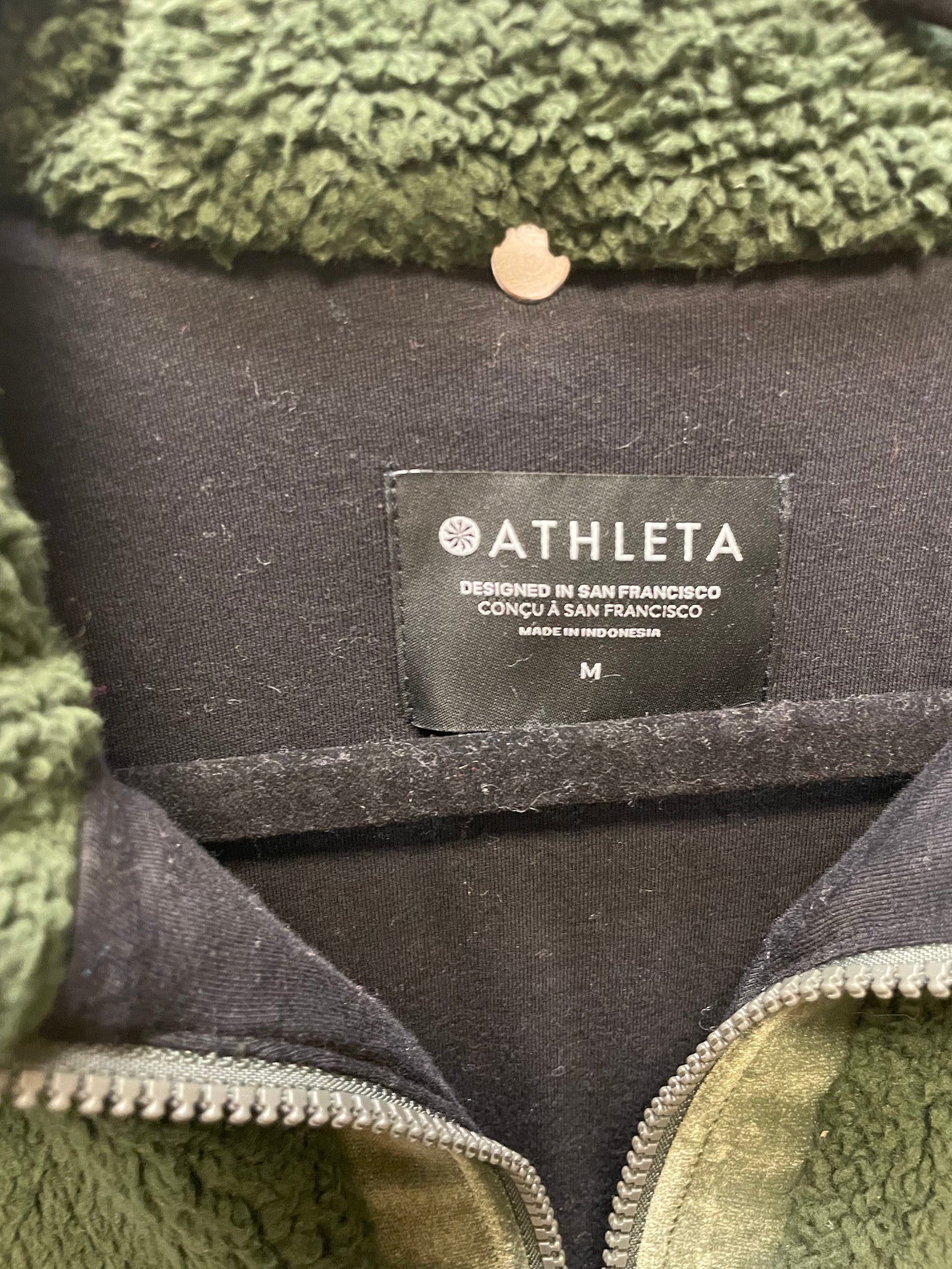 Coat Faux Fur & Sherpa By Athleta In Green, Size: M