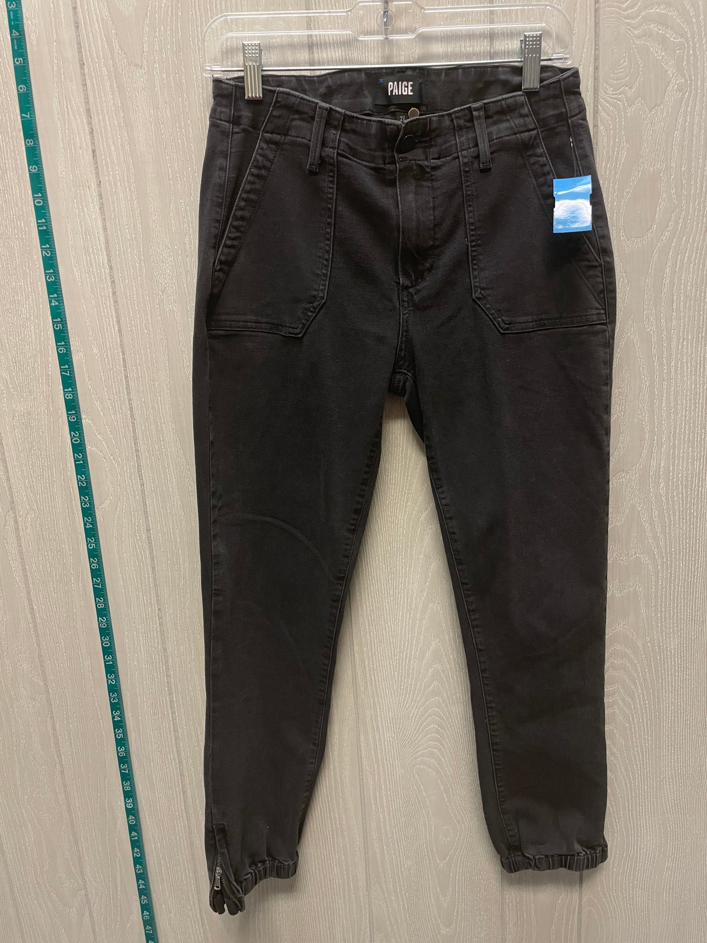 Jeans Straight By Paige In Black Denim, Size: 4