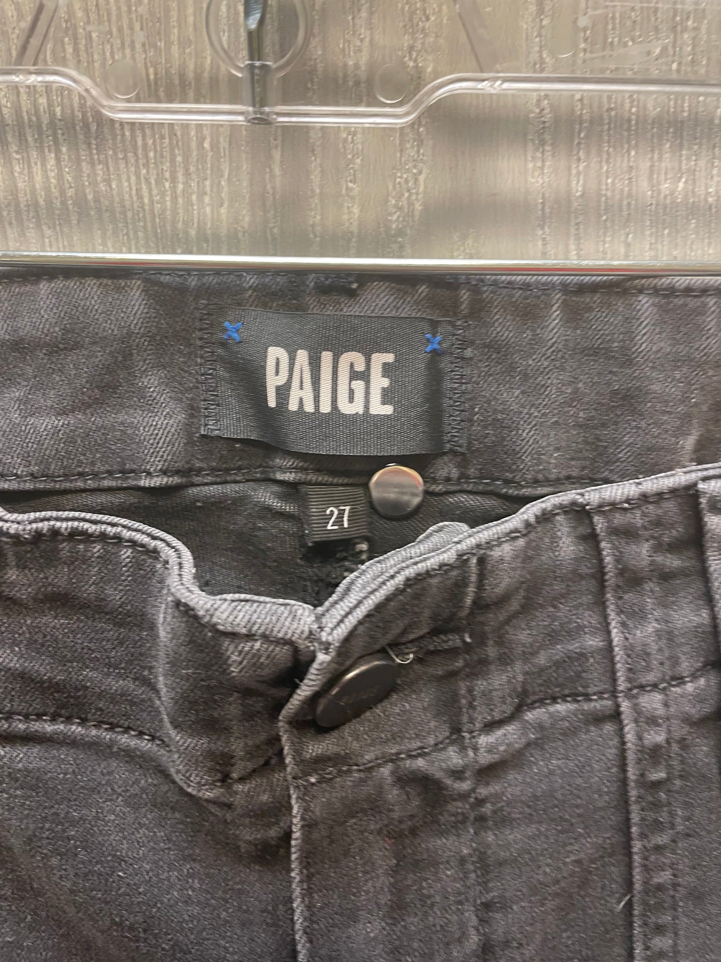 Jeans Straight By Paige In Black Denim, Size: 4