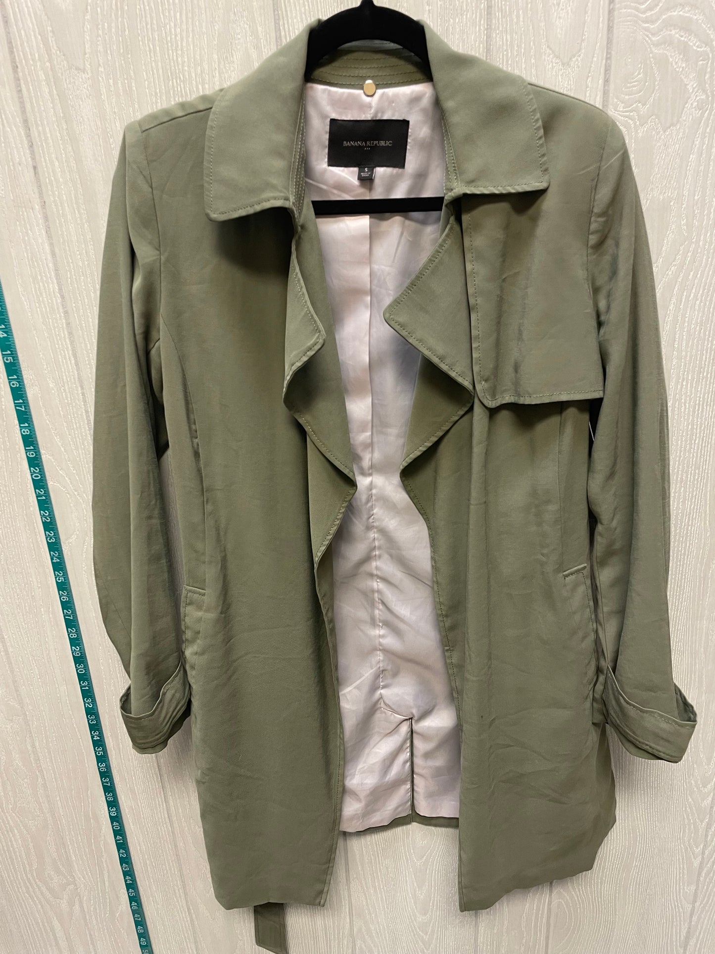 Coat Trench Coat By Banana Republic In Green, Size: S