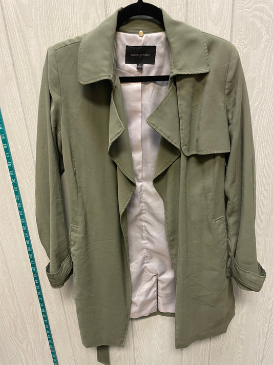 Coat Trench Coat By Banana Republic In Green, Size: S