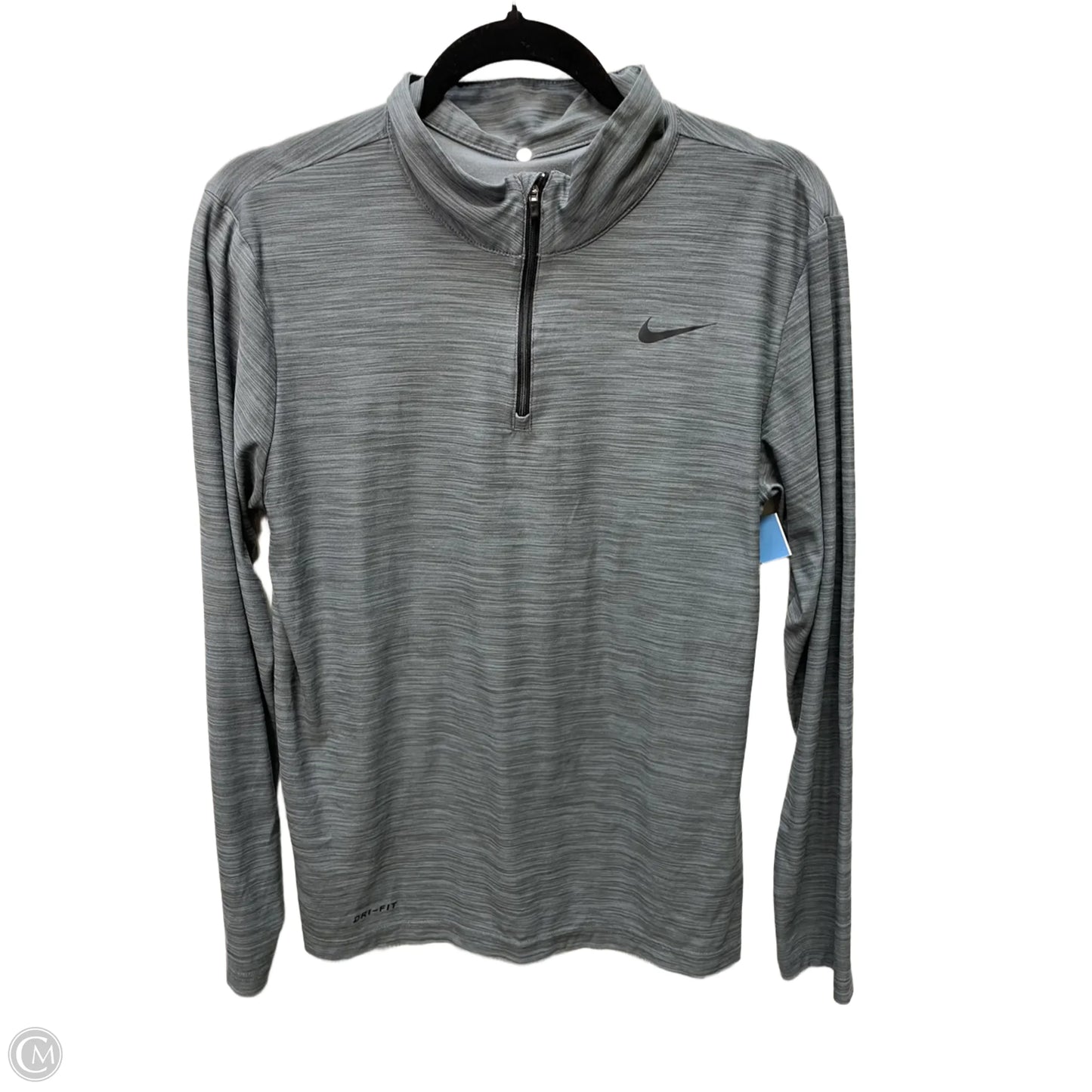 Athletic Top Long Sleeve Collar By Nike Apparel In Grey, Size: S
