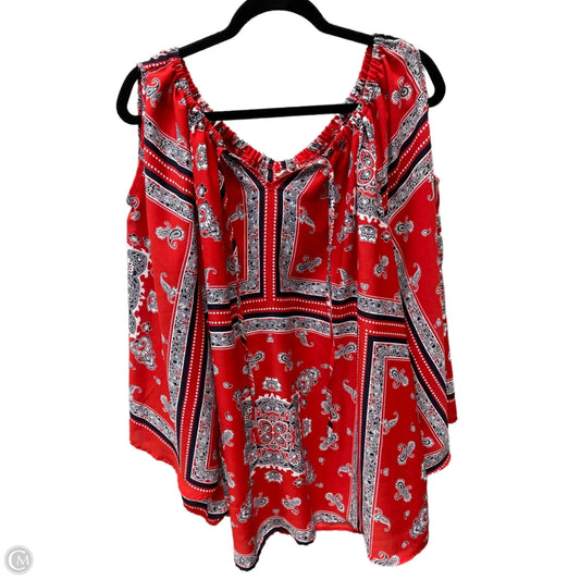 Blouse Long Sleeve By Cato In Blue & Red, Size: 3x