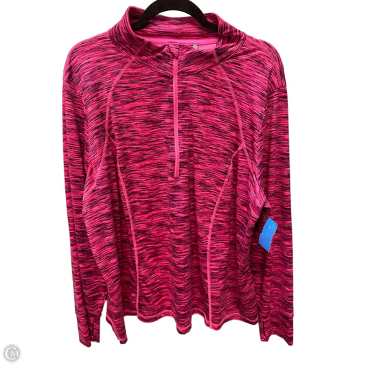 Athletic Top Long Sleeve Collar By Xersion In Black & Pink, Size: 3x