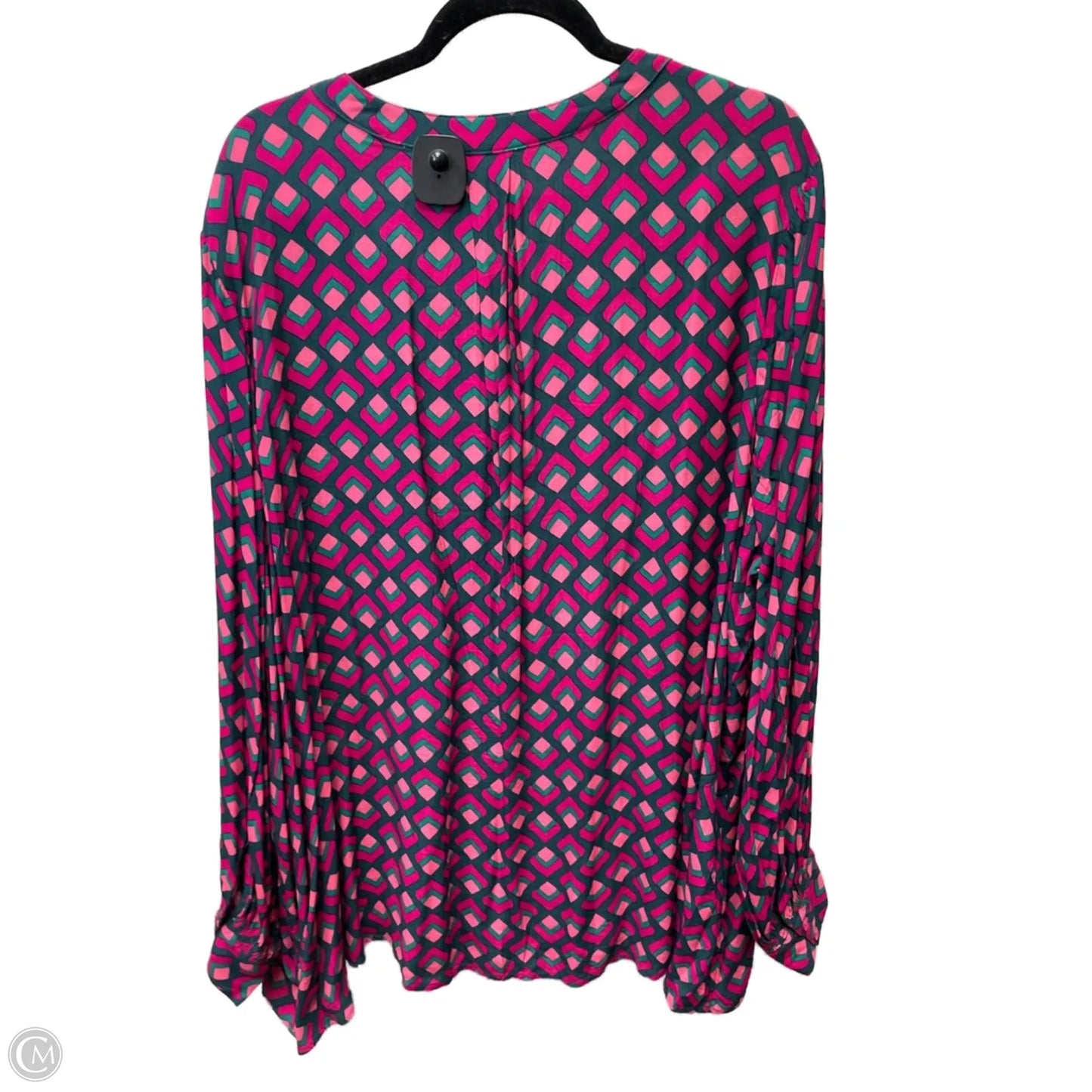 Blouse Long Sleeve By Terra & Sky In Green & Pink, Size: 4x