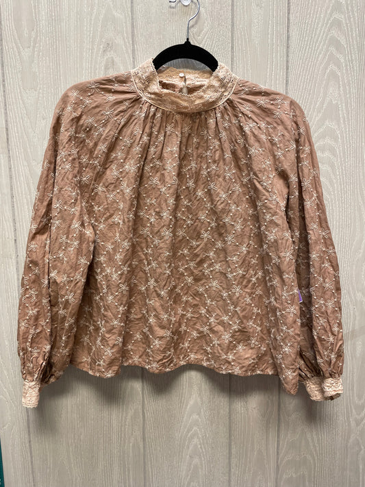 Top Long Sleeve By Zara In Brown, Size: S