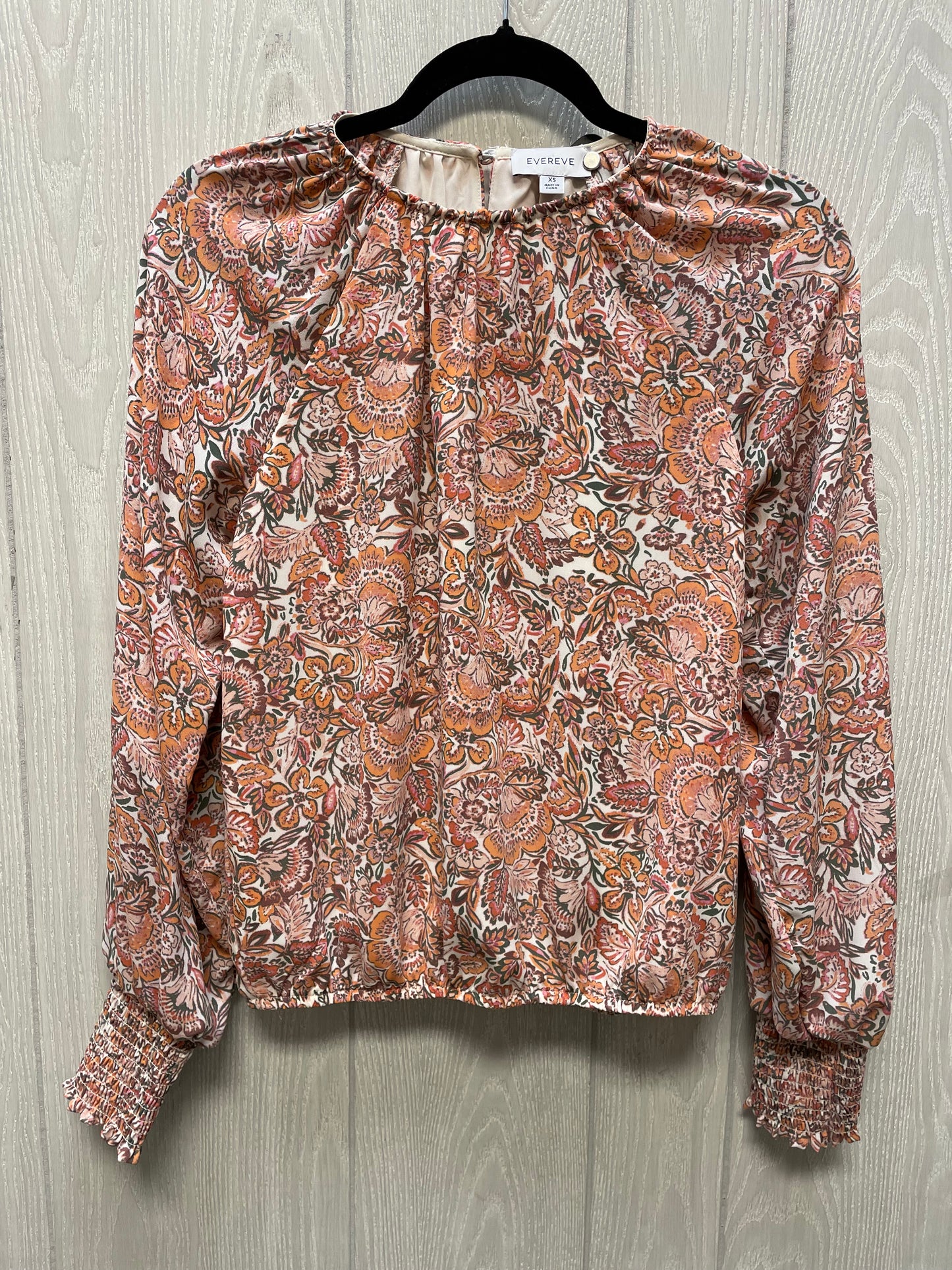 Top Long Sleeve By Evereve In Floral Print, Size: Xs