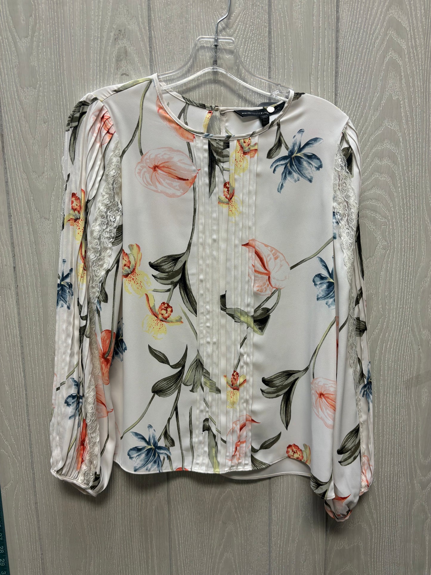 Blouse Long Sleeve By White House Black Market In Floral Print, Size: Xs