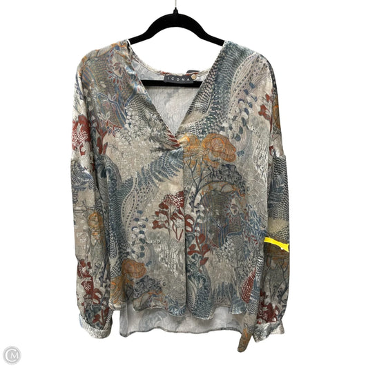 Top 3/4 Sleeve By ICONA In Floral Print, Size: L