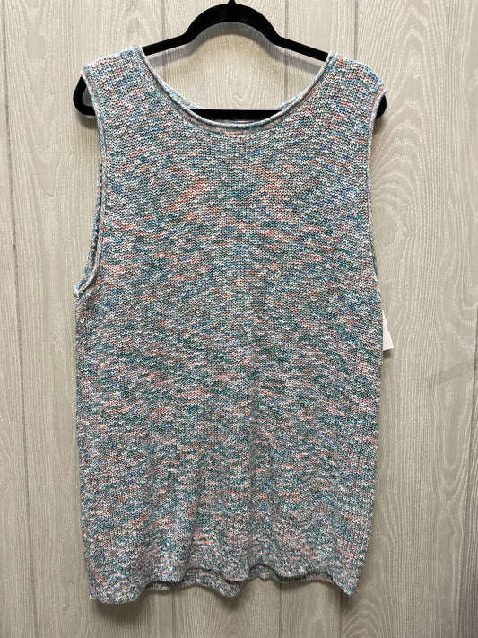 Sweater Short Sleeve By Loft In Blue & Green, Size: 3x