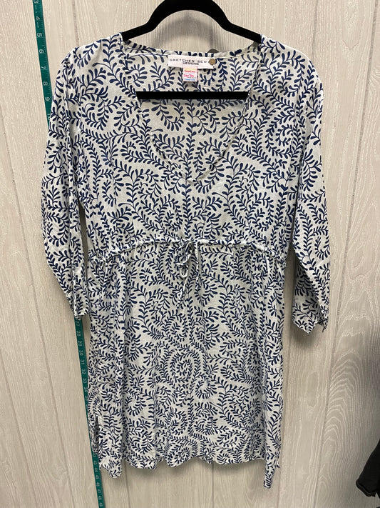 Blue & White Swimwear Cover-up Gretchen Scott, Size L