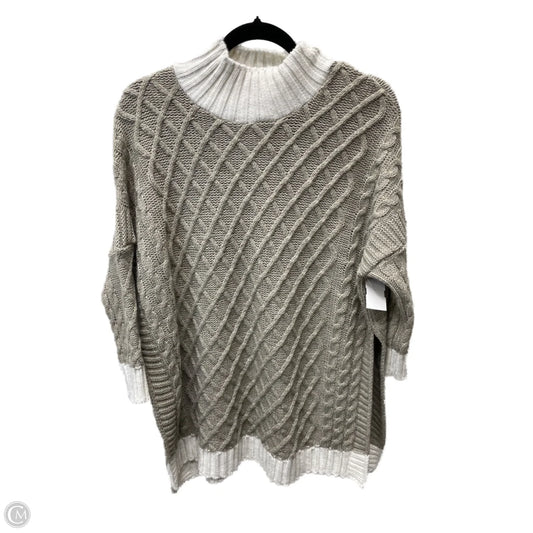Sweater Short Sleeve By Mer Sea In Grey & White, Size: Xl