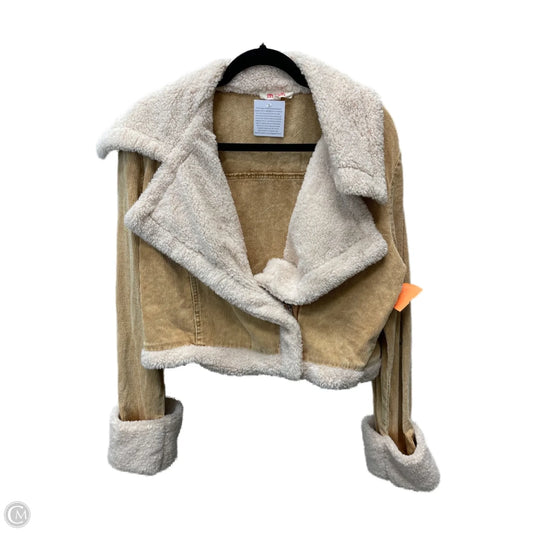 Jacket Moto By Clothes Mentor In Tan, Size: L
