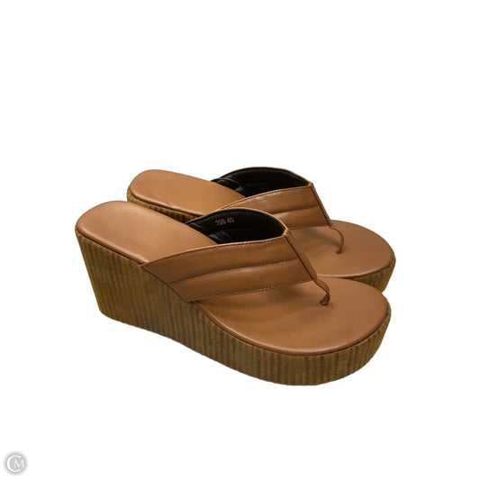 Sandals Heels Wedge By Cme In Brown, Size: 9