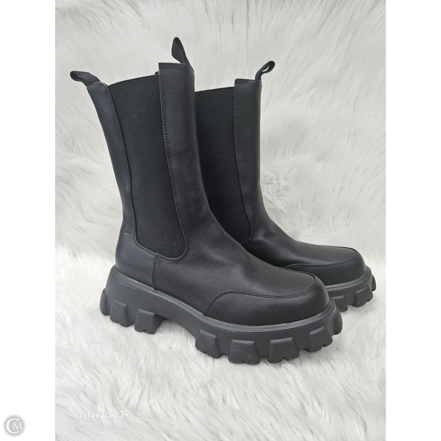 Boots Mid-calf Flats By Cato In Black, Size: 8