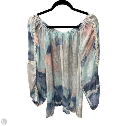 Top Long Sleeve By Zac And Rachel In Blue & Pink, Size: 3x