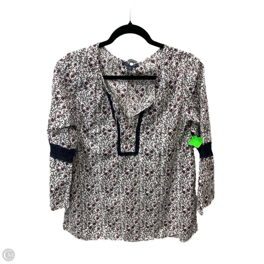 Top 3/4 Sleeve By Tommy Hilfiger In Floral Print, Size: L