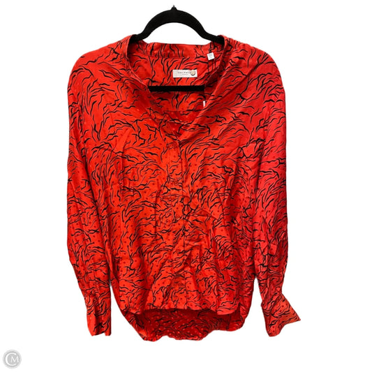 Top Long Sleeve By Equipment In Black & Red, Size: S