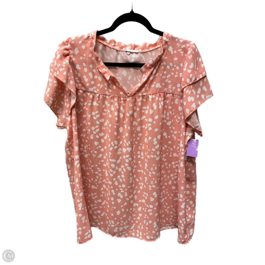 Top Short Sleeve By chicsoul.com -  In Pink & White, Size: 2x