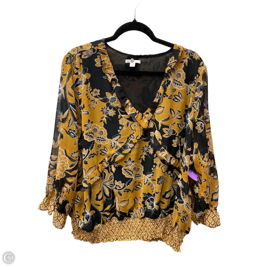 Top Long Sleeve By Cato In Black & Orange, Size: 2x