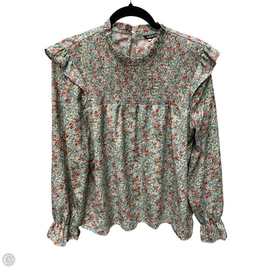 Top Long Sleeve By Shein In Floral Print, Size: L