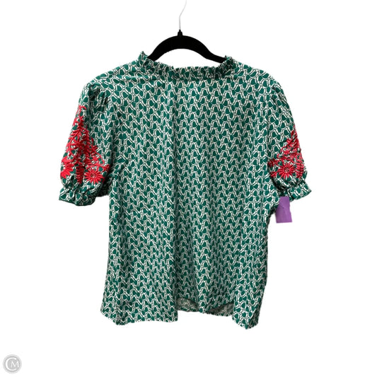 Top Short Sleeve By Clothes Mentor In Green & White, Size: 2x