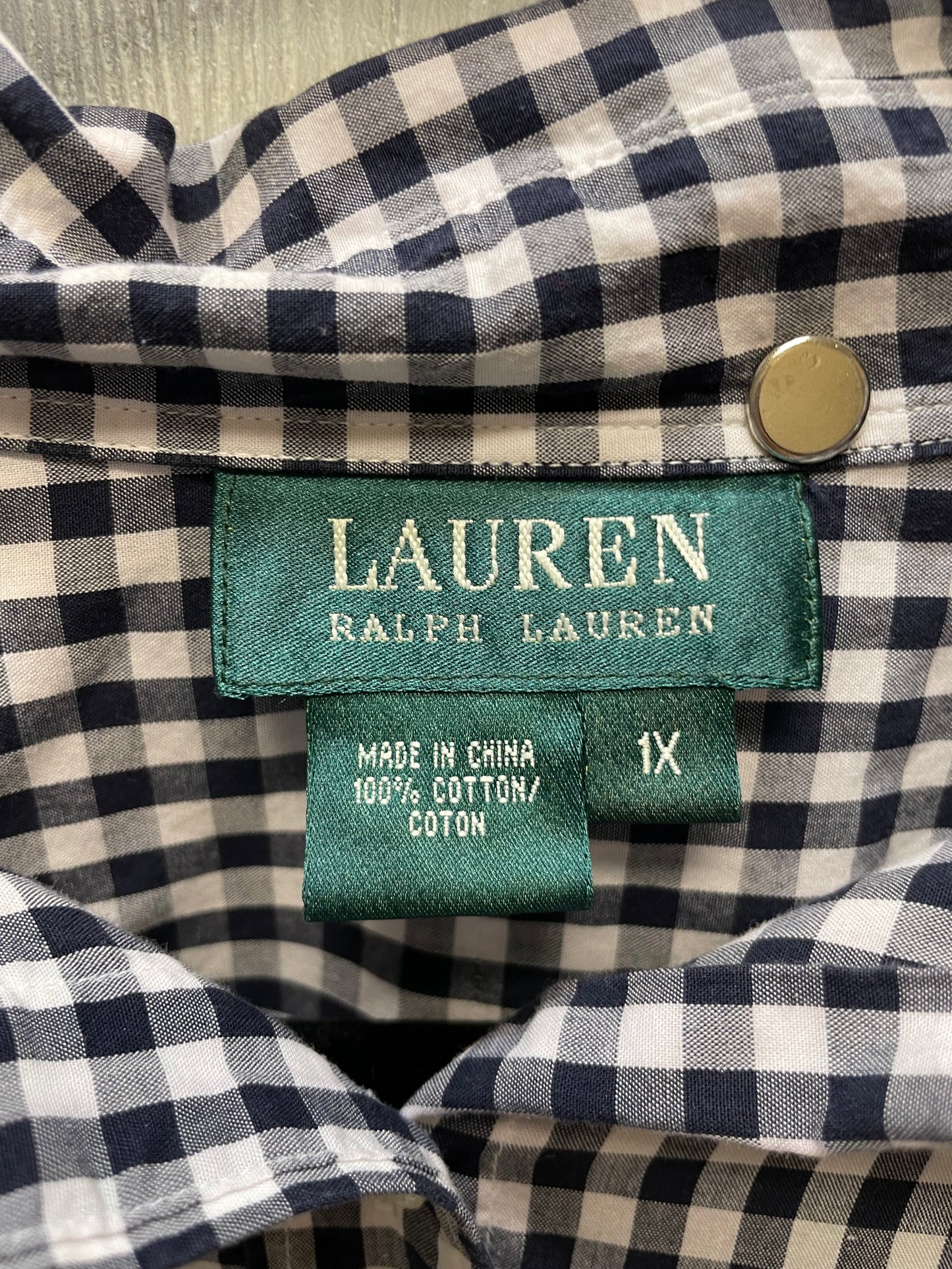 Top Long Sleeve By Lauren By Ralph Lauren In Blue & White, Size: 1x