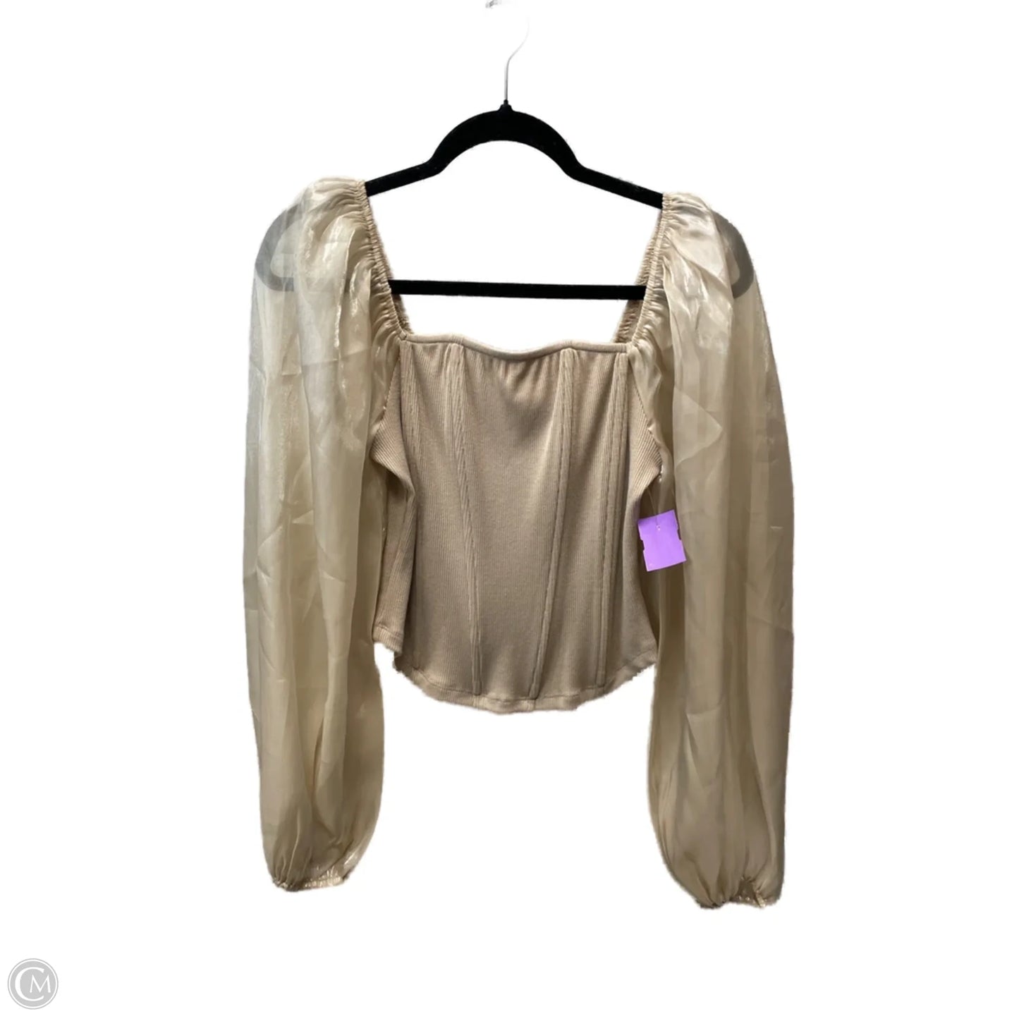 Top Long Sleeve By Oddi In Beige, Size: M
