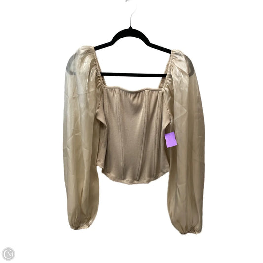 Top Long Sleeve By Oddi In Beige, Size: M
