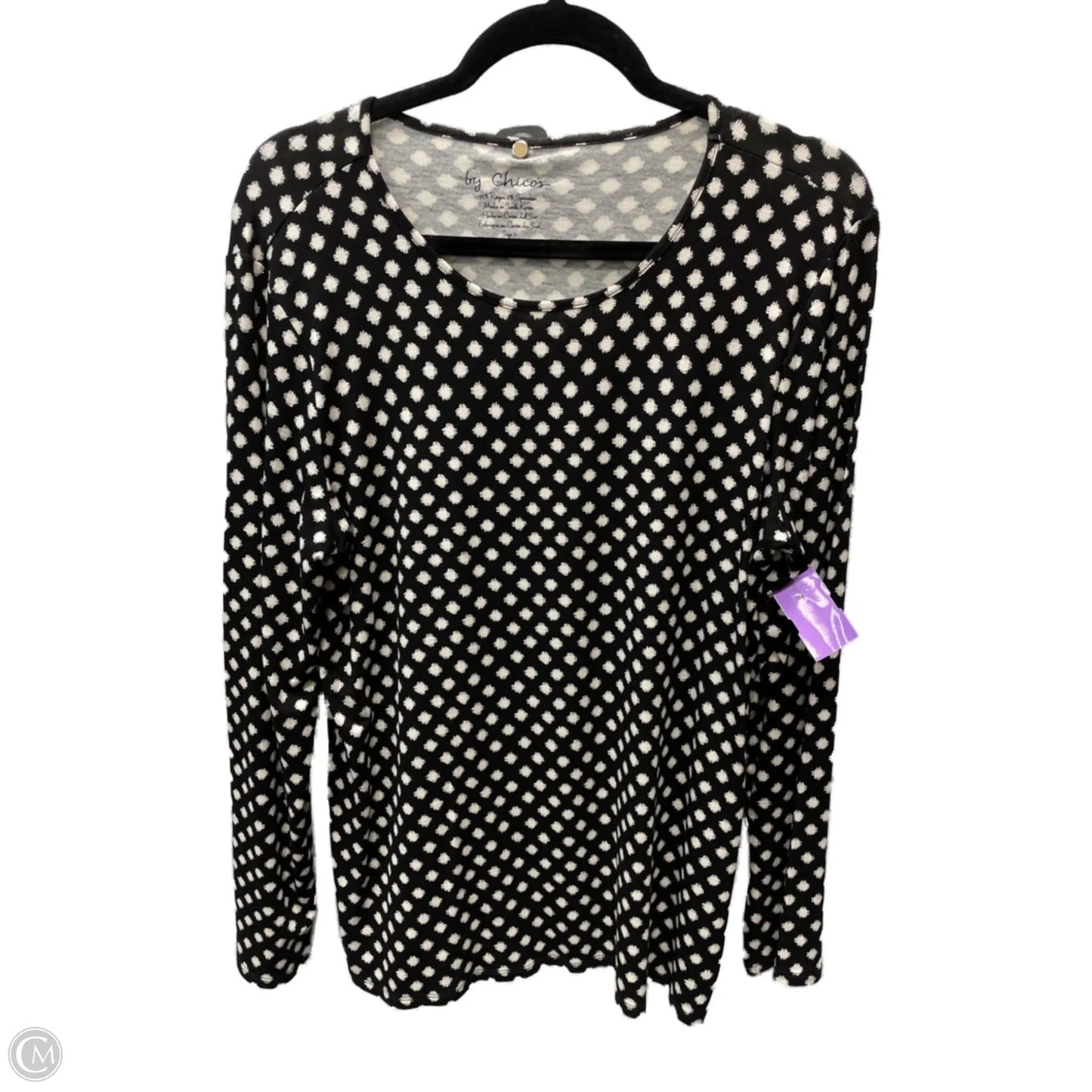 Top Long Sleeve By Chicos In Black & Cream, Size: L
