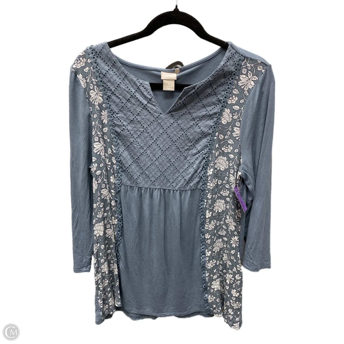 Top 3/4 Sleeve By Chicos In Blue, Size: M
