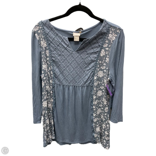 Top 3/4 Sleeve By Chicos In Blue, Size: M