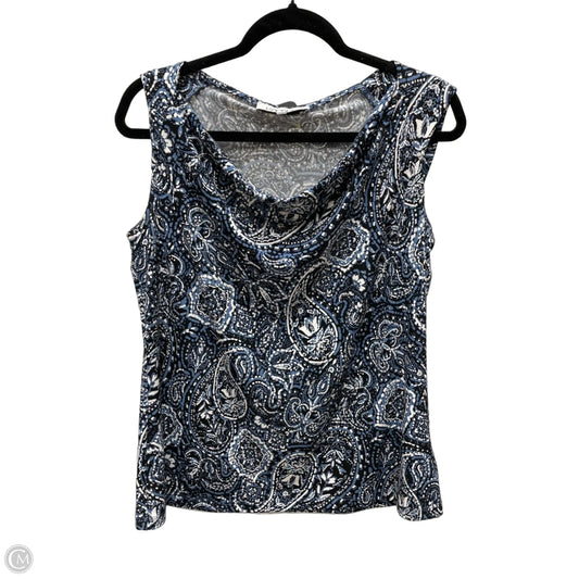 Top Sleeveless By Kasper In Blue & White, Size: L