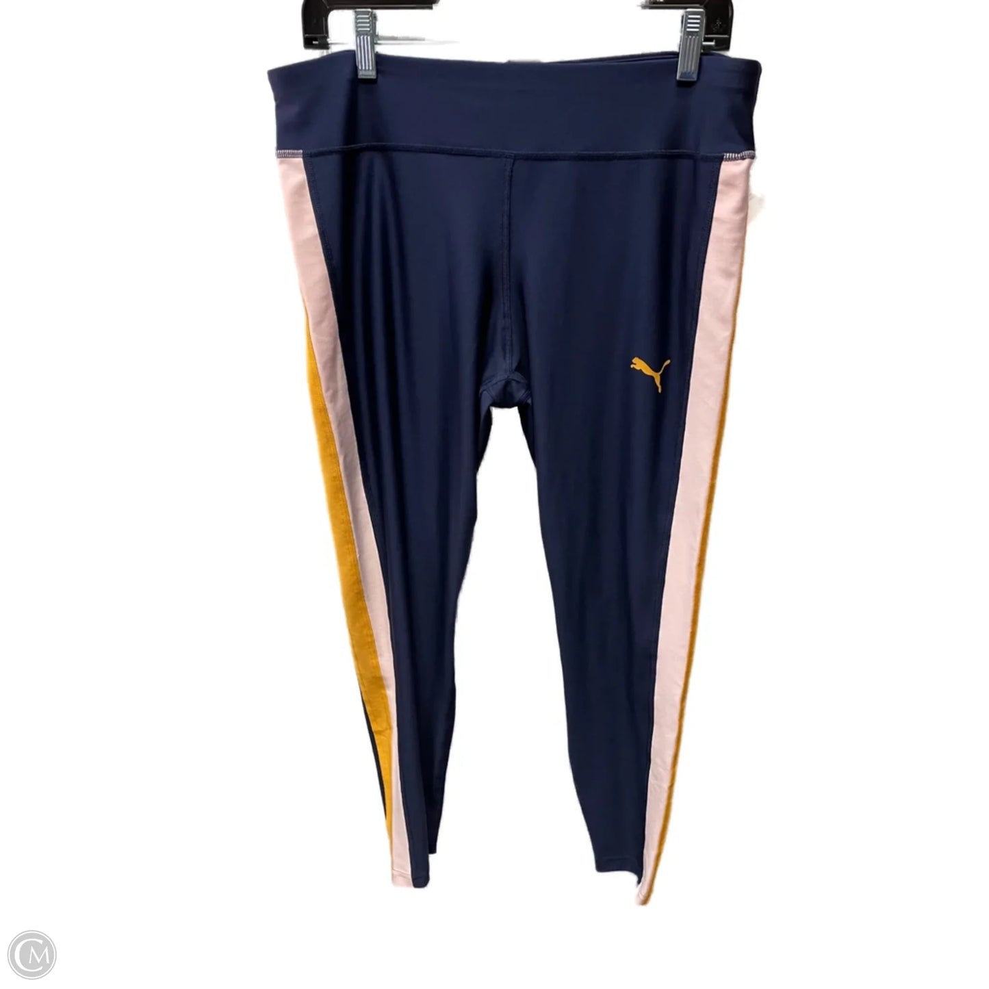 Athletic Leggings By Puma In Blue & Yellow, Size: L