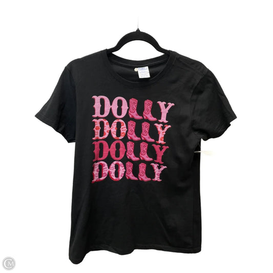 Top Short Sleeve Basic By Clothes Mentor In Black & Pink, Size: M