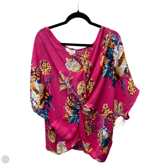 Top Short Sleeve By Umgee In Floral Print, Size: 1x