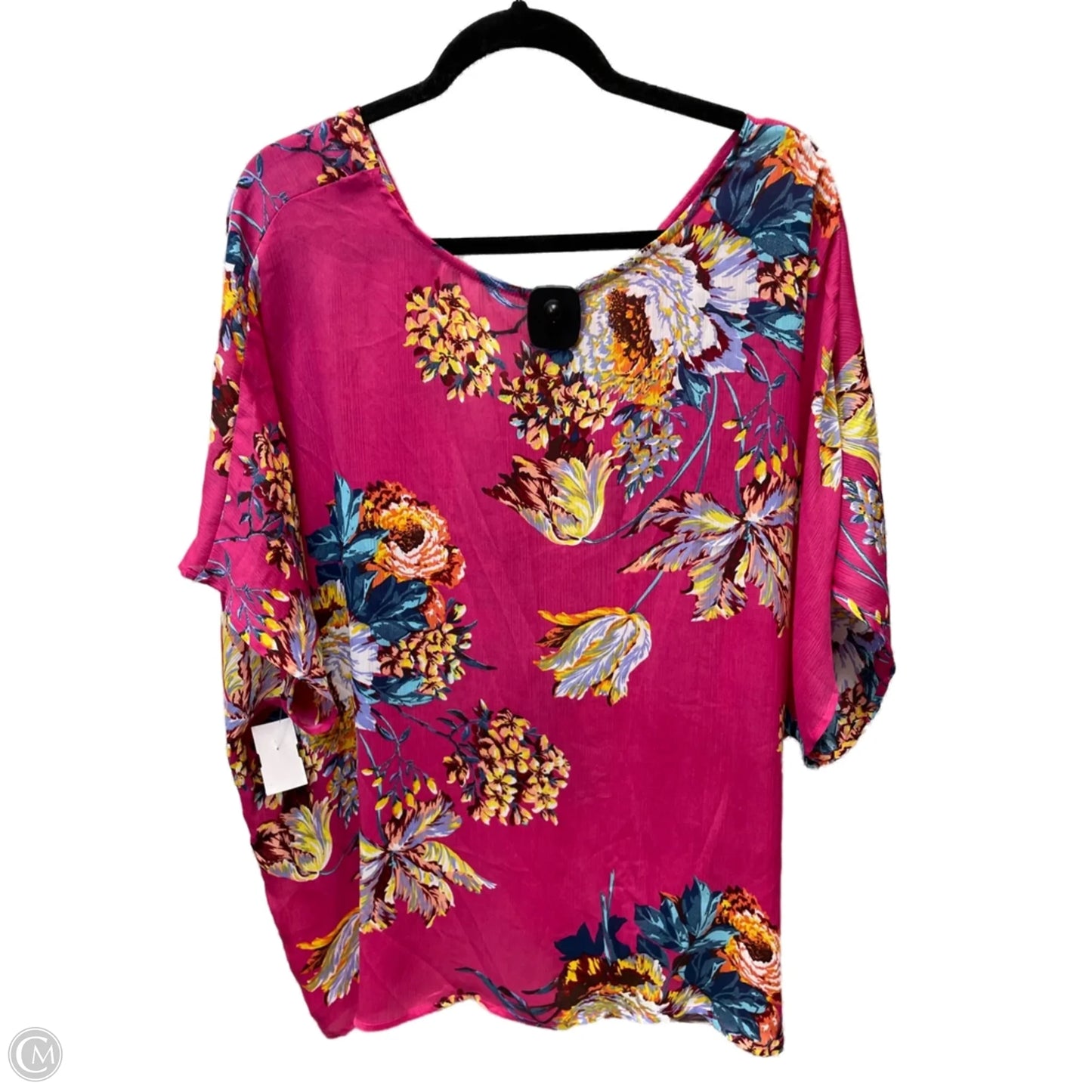 Top Short Sleeve By Umgee In Floral Print, Size: 1x