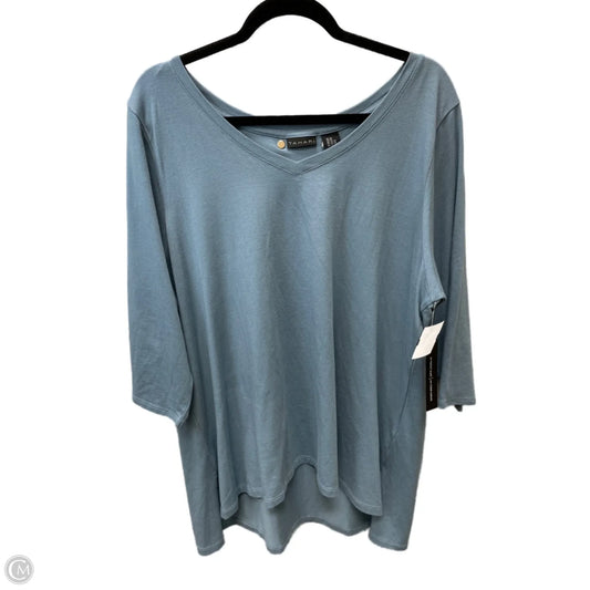 Tunic 3/4 Sleeve By Tahari By Arthur Levine In Blue, Size: 2x