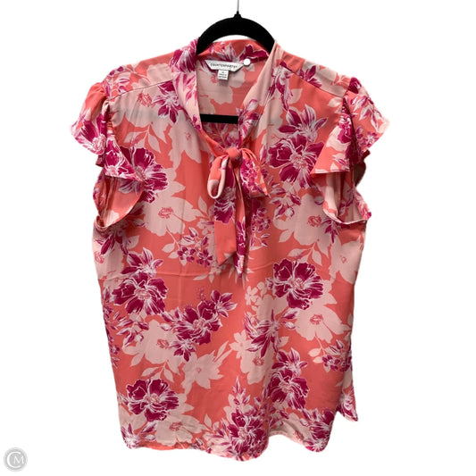 Blouse Short Sleeve By Counterparts In Pink & White, Size: Xl