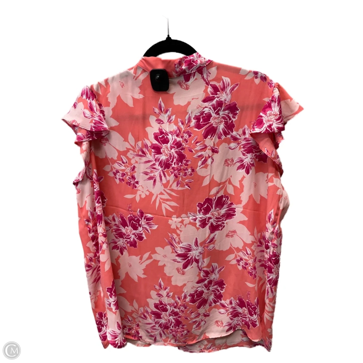 Blouse Short Sleeve By Counterparts In Pink & White, Size: Xl