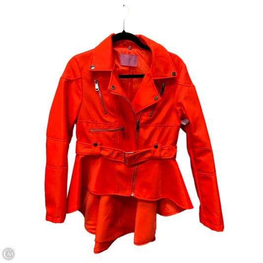 Jacket Moto By azalea wang  In Orange, Size: Xl