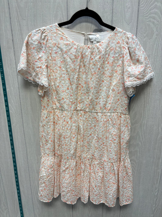 Dress Casual Short By Aura In Cream & Orange, Size: S